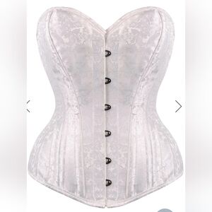 White Brocade Overbust Corset
